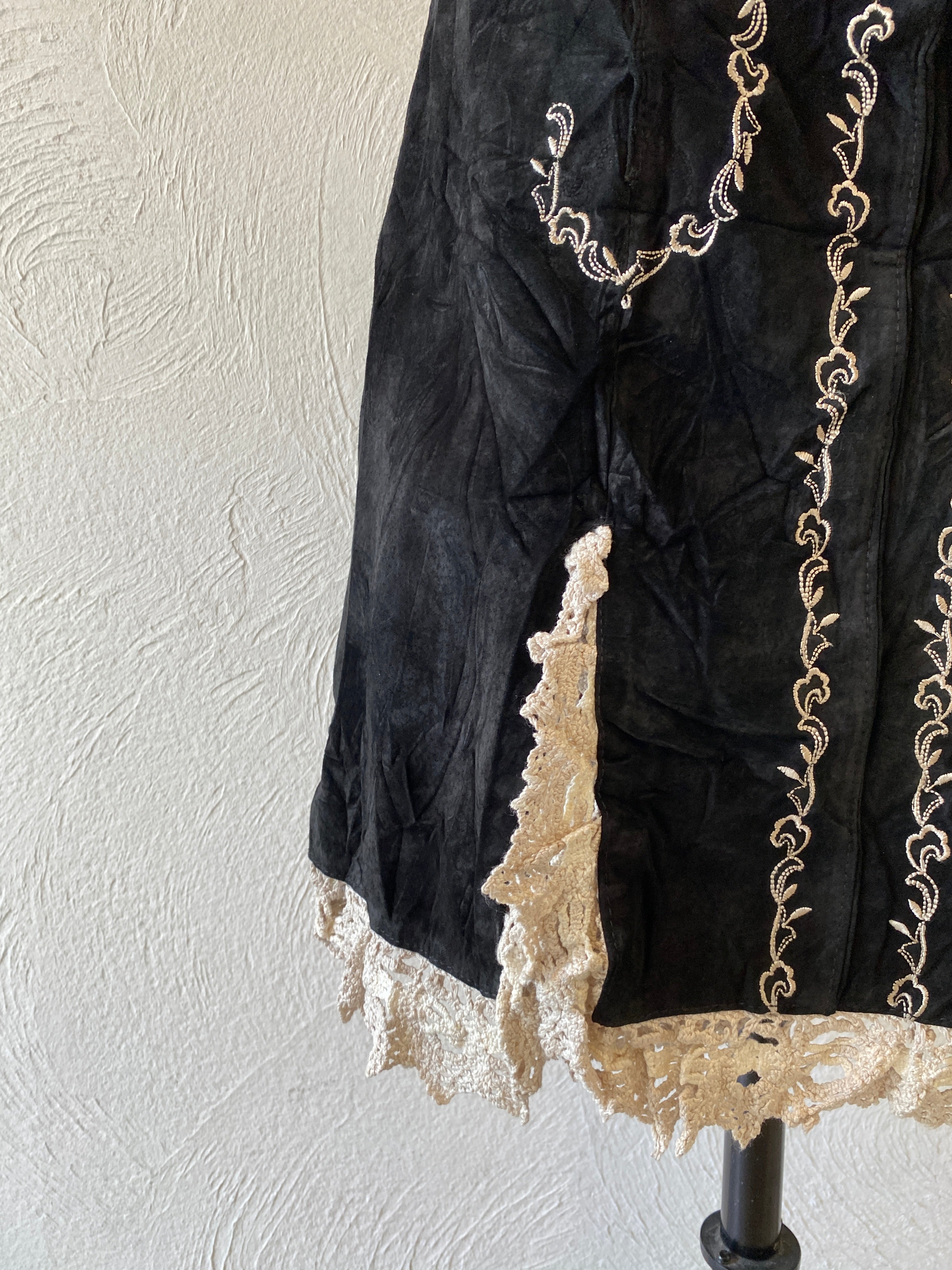 lace leather skirt