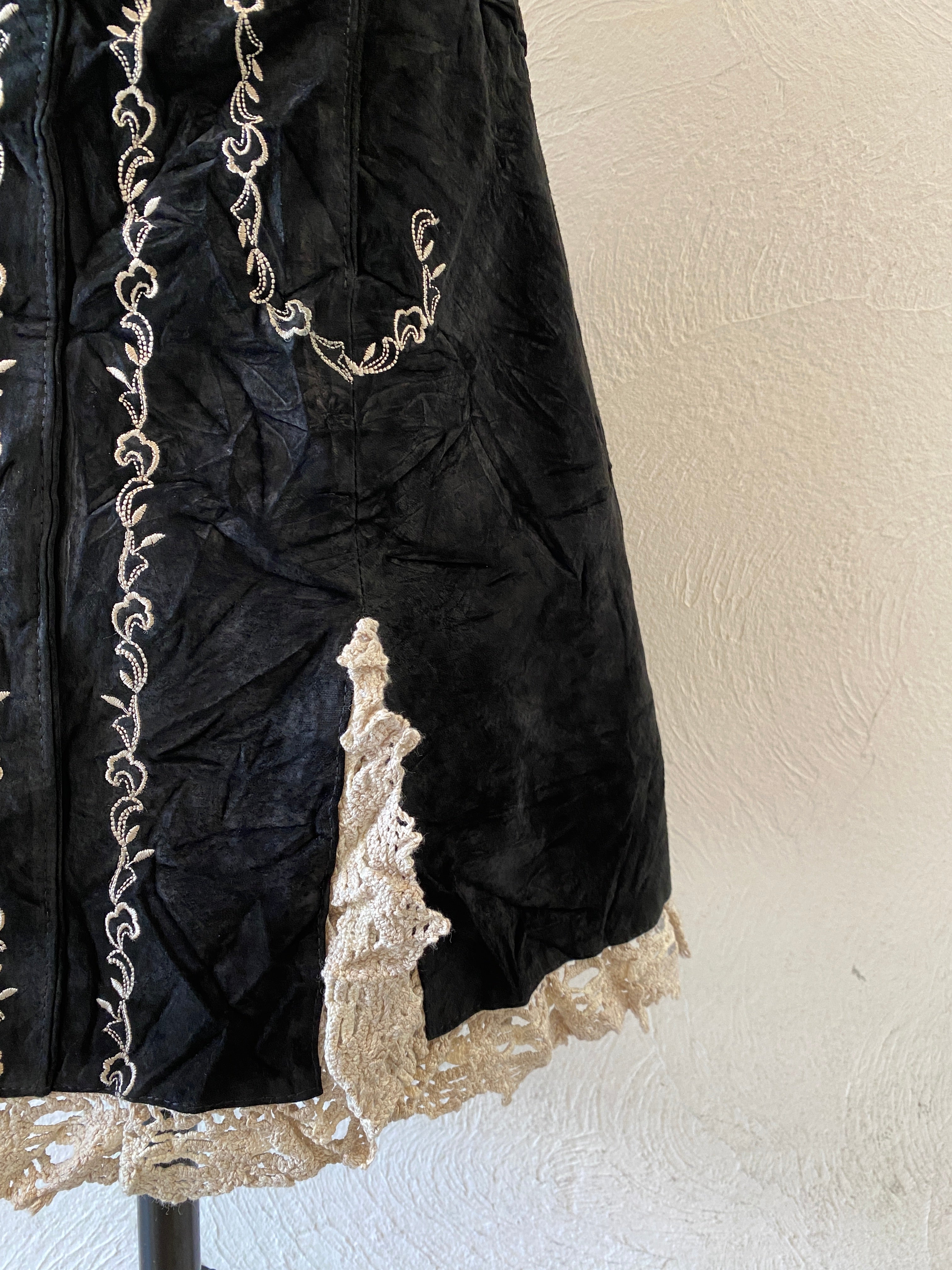lace leather skirt