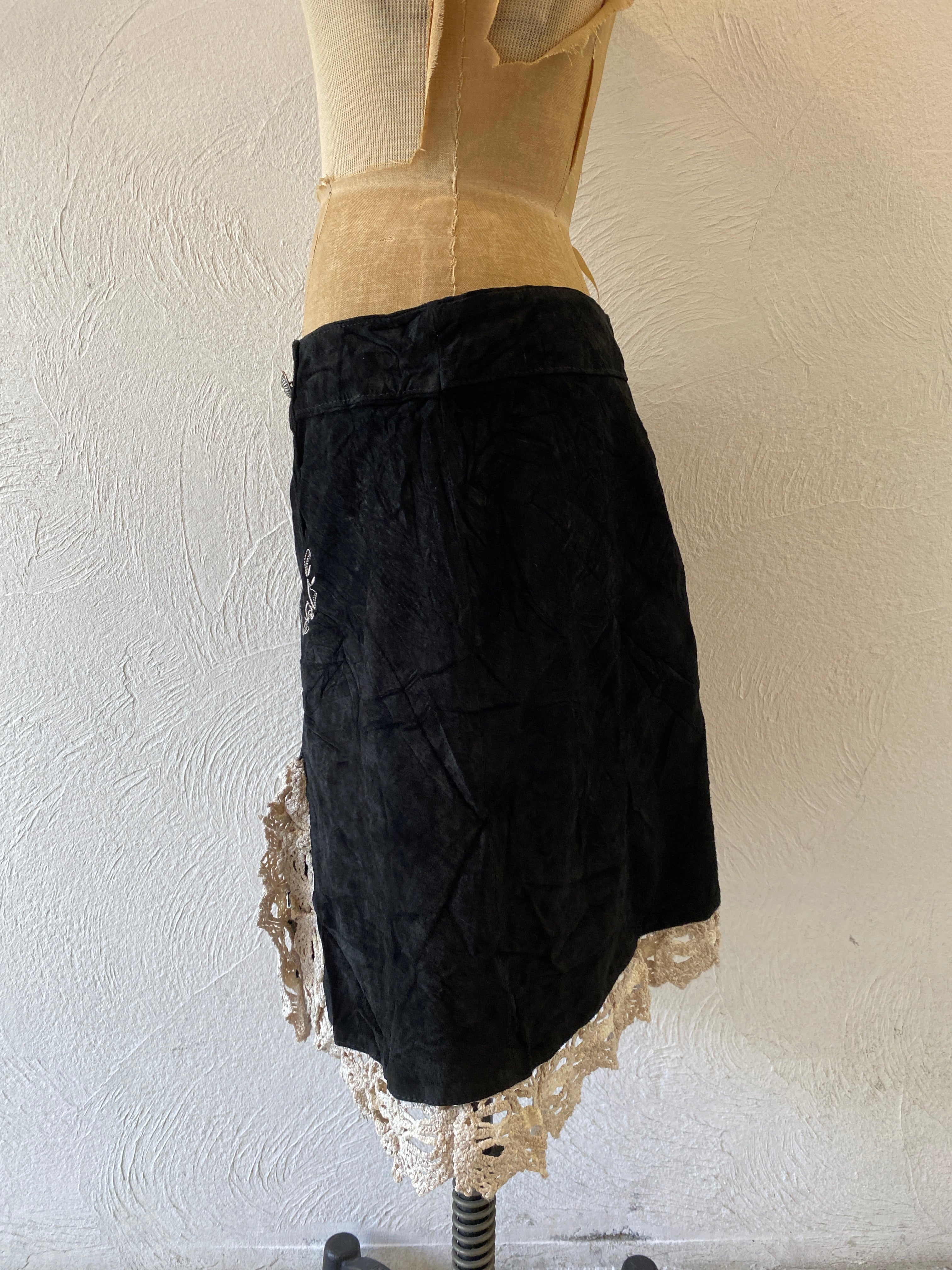 lace leather skirt