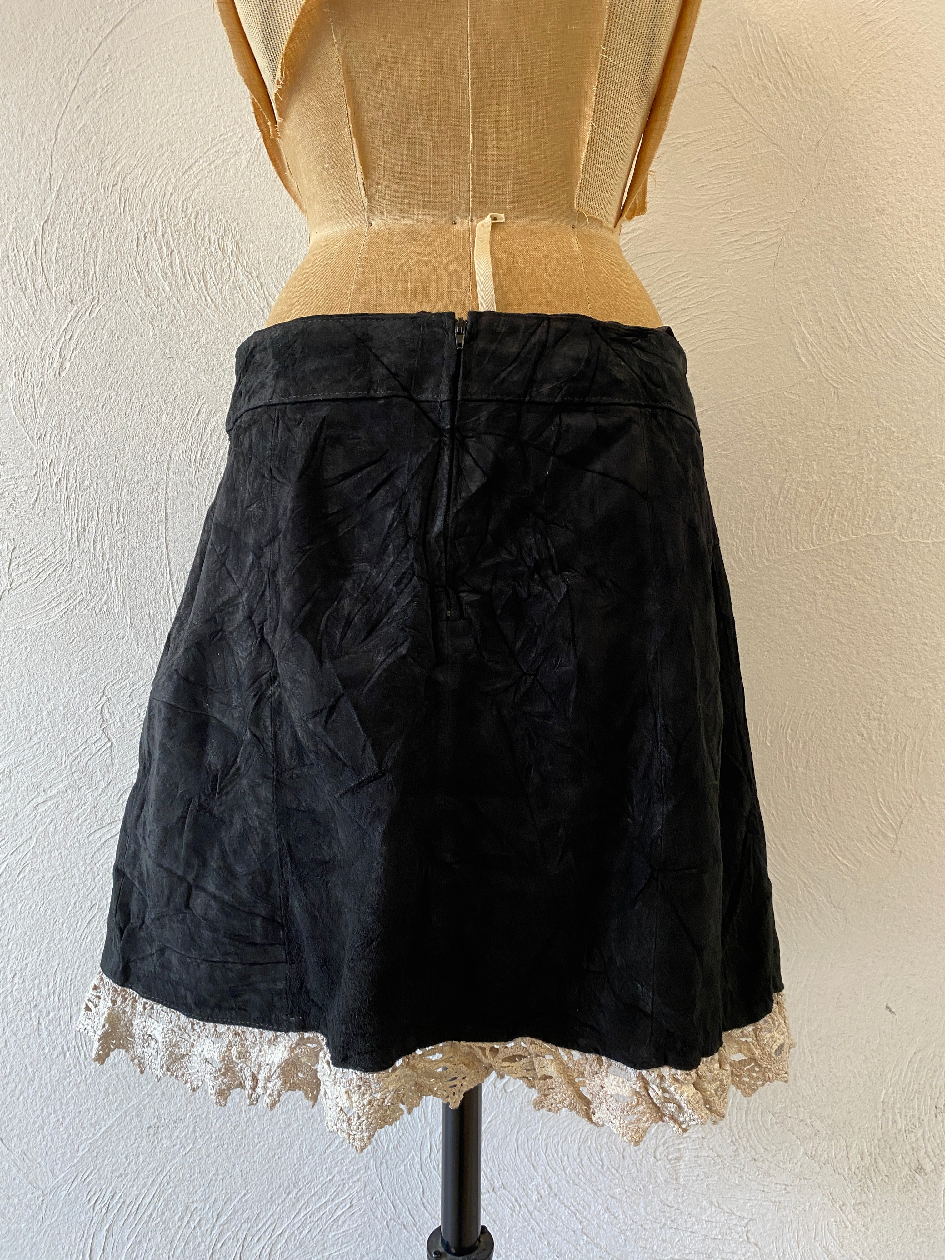 lace leather skirt