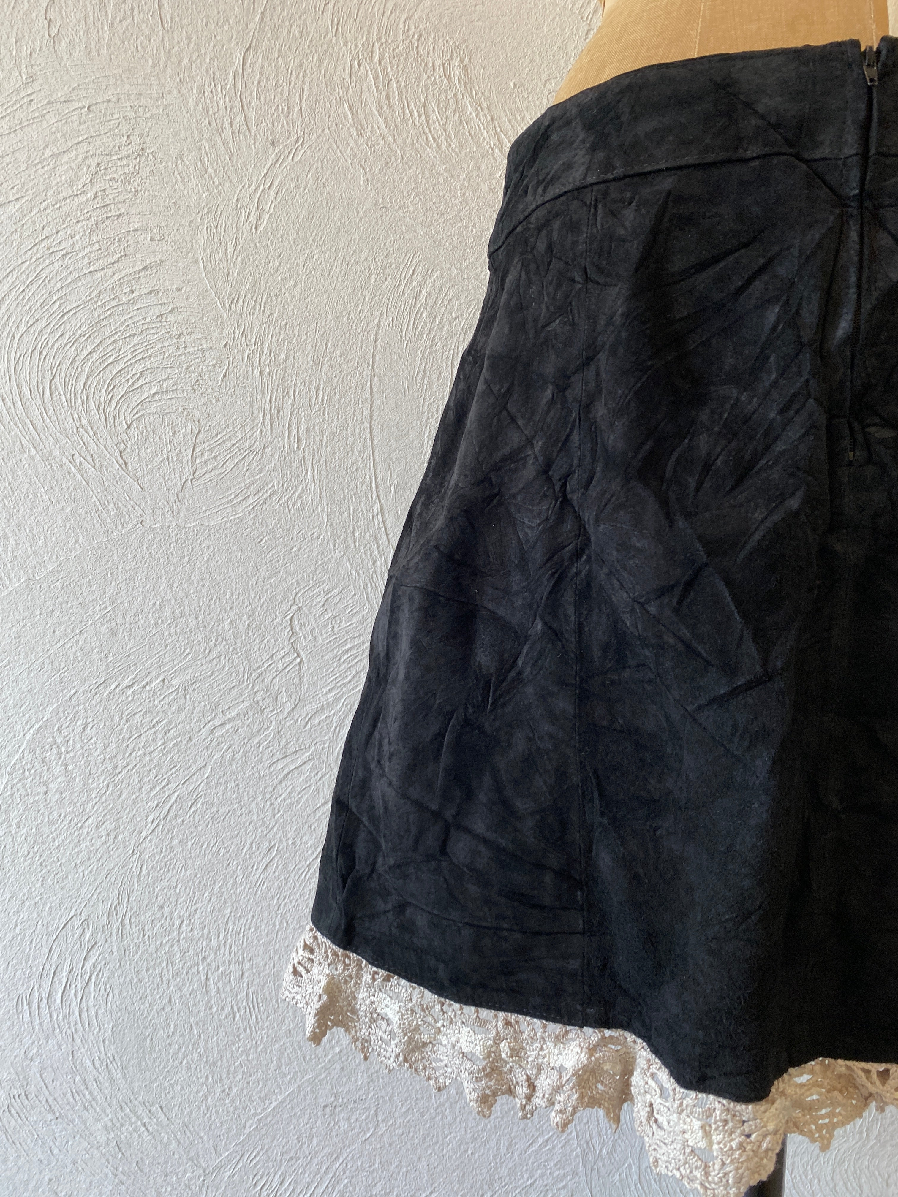 lace leather skirt