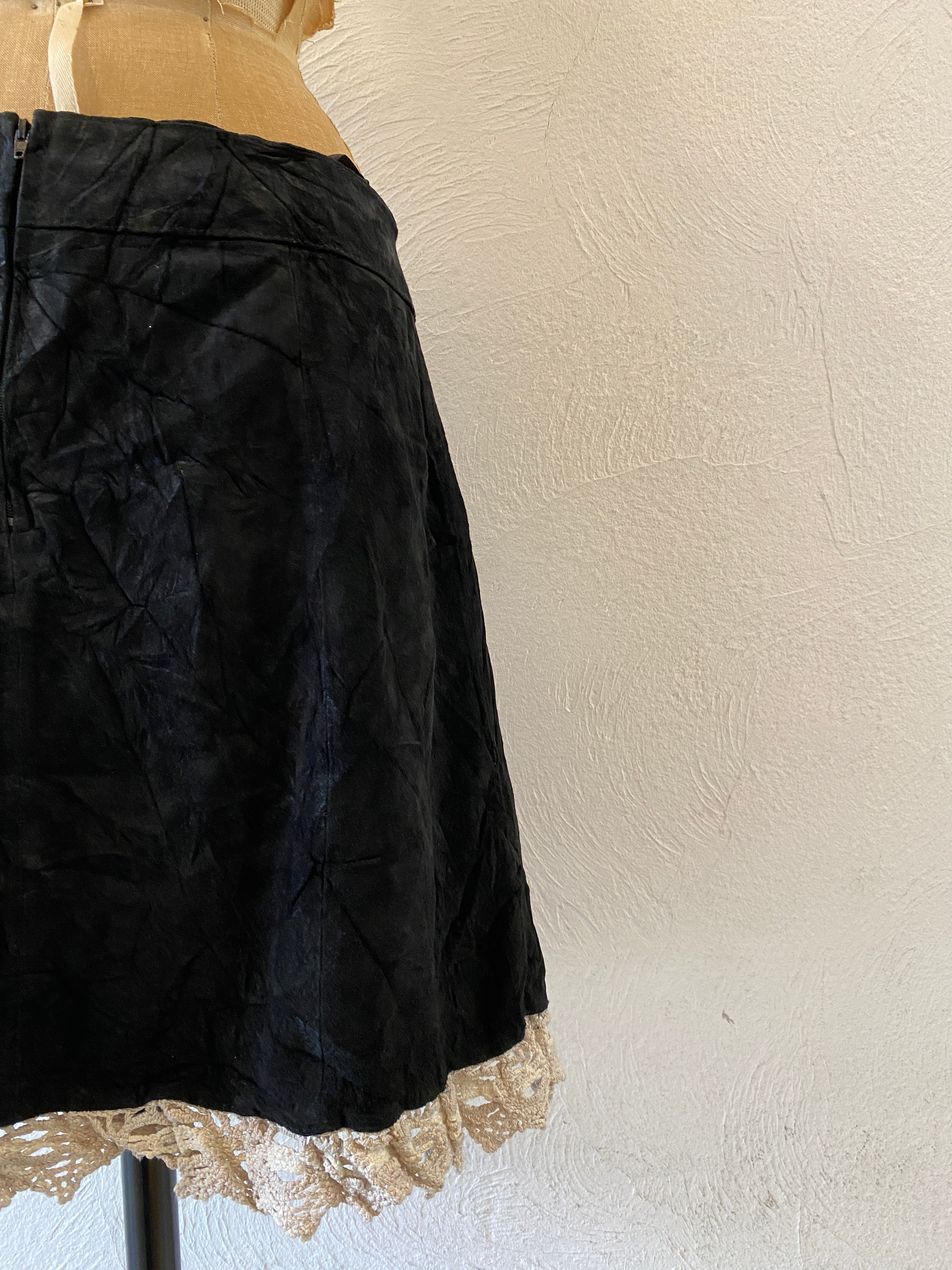 lace leather skirt