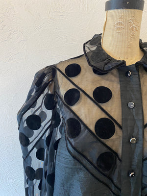 puff sleeve dot blouse