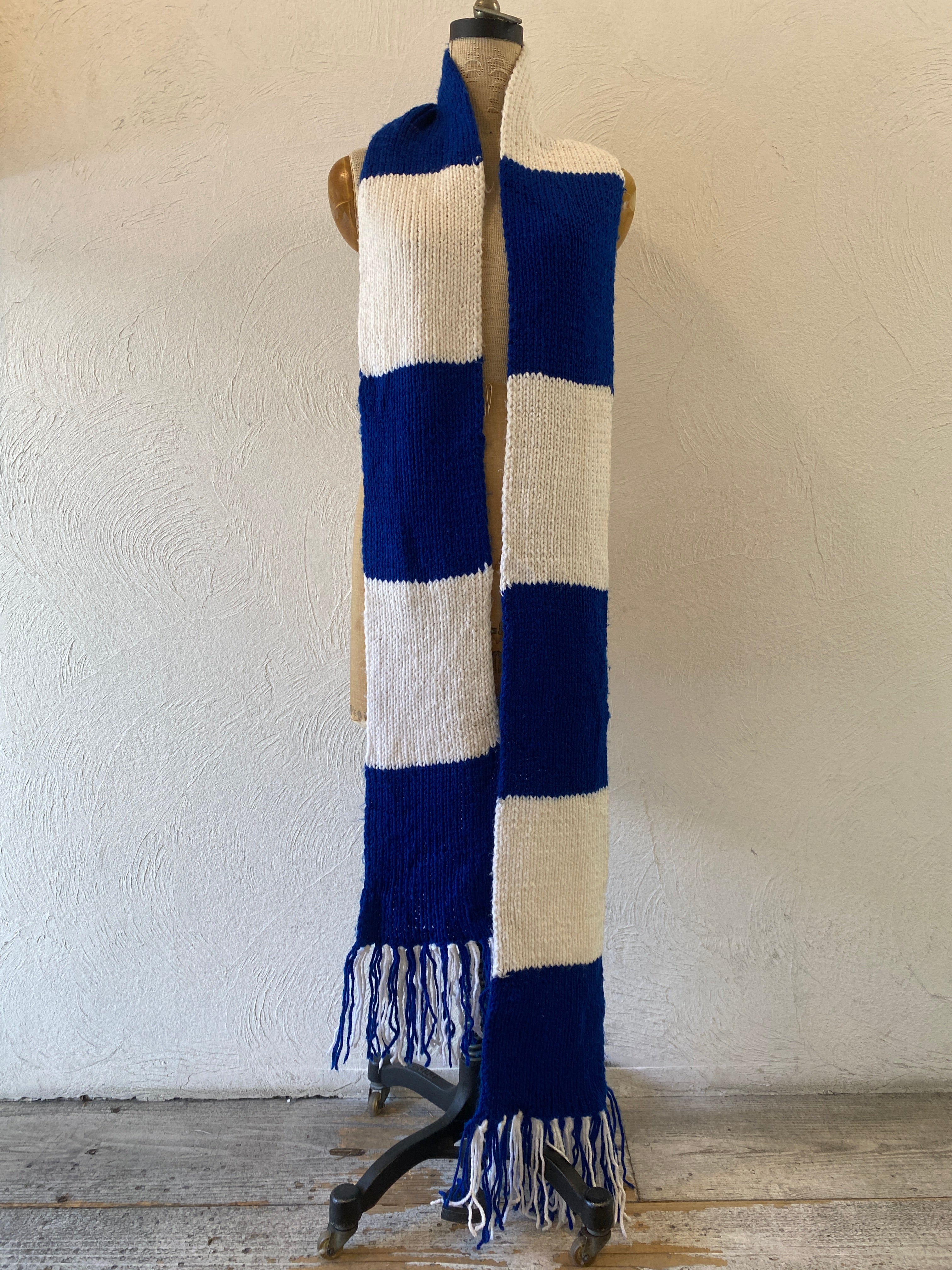 【新品未使用】Border muffler　blue border blue border long muffler – VIORET