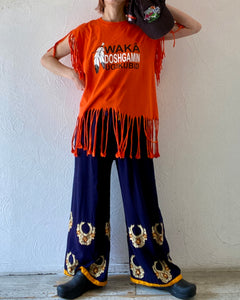 deep orange fringe T